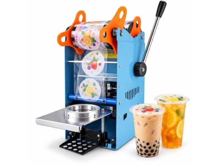 Kommerzieller Becherverschließer, Elektrisch, 300 Tassen/h Verschließmaschine For Plastik- Und Pappbecher, For Boba-Tee-, Kaffee- Und Smoothie-Läden(Blue)