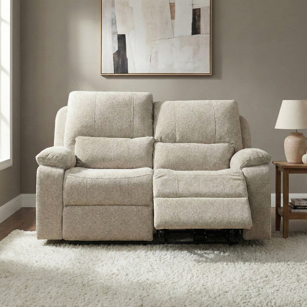 17 Stories Tation Chenille Electric 2 Seater Reclining Sofa Fossil 102cm H X 153cm W X 90cm D