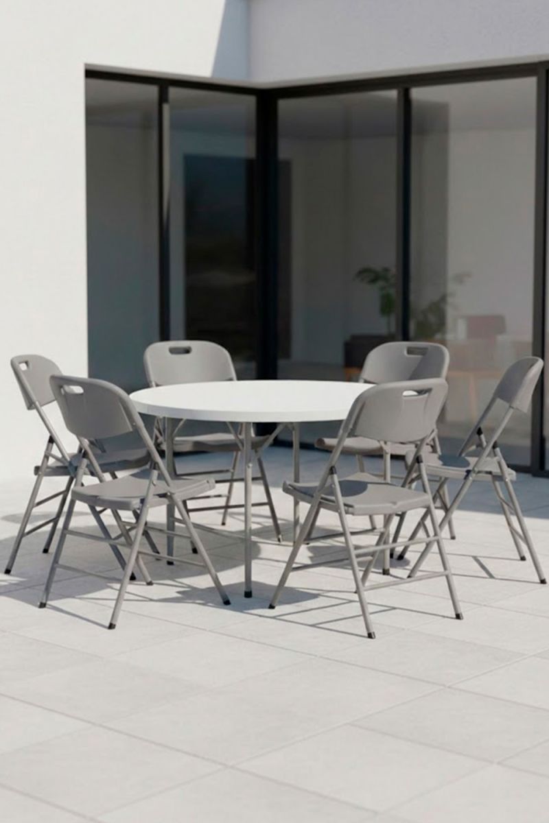 RegalosMiguel Pack 6 Sillas Plegables de jardín Resin - Gris