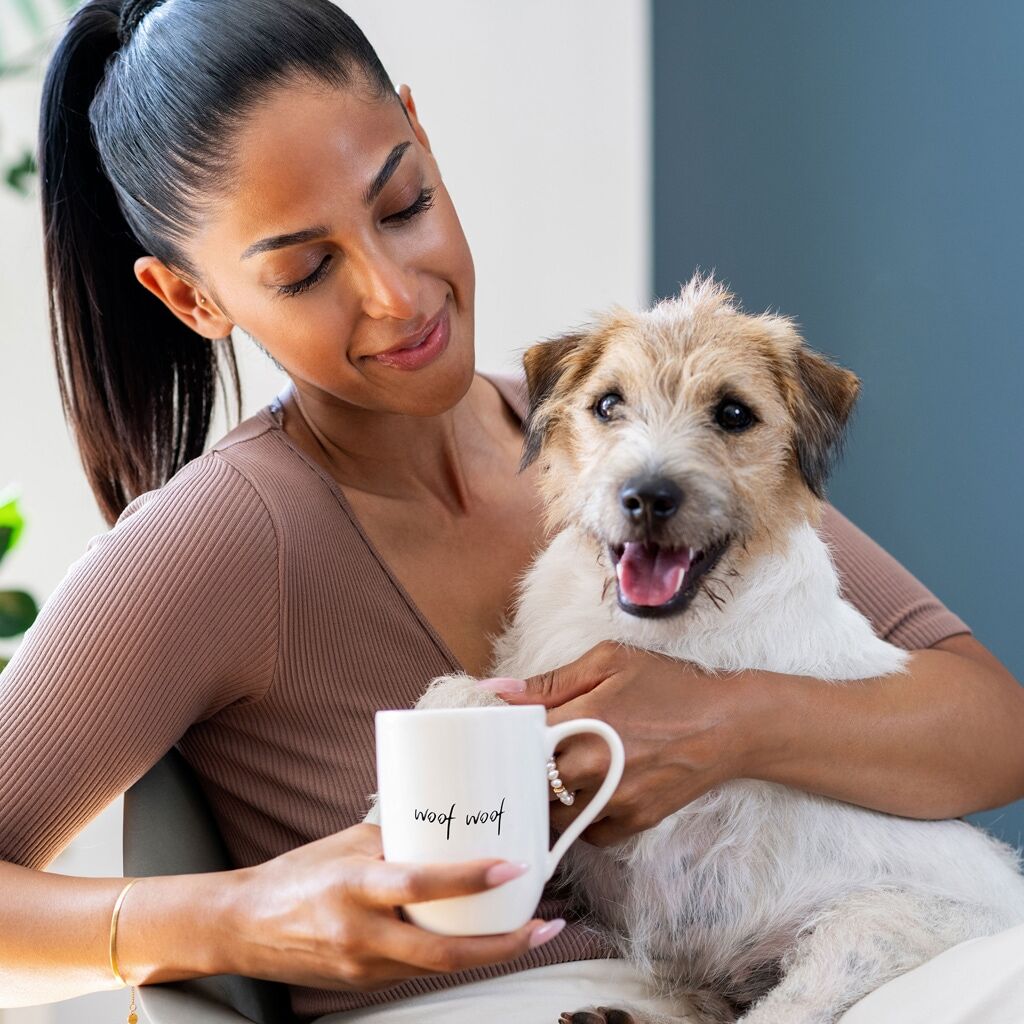 Becher VILLEROY & BOCH "Kaffeebecher Dog Statement 280 ml 2er Set weiß", weiß, Porzellan, Trinkgefäße, Becher