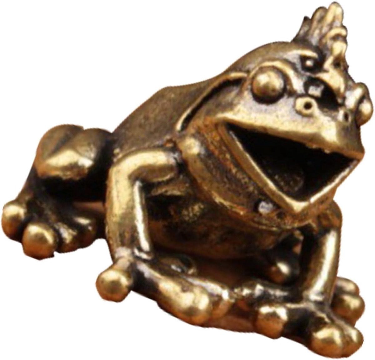 Kikker Beeldje - Metalen Sculptuur - Vintage Messing - Goud - 2.3 cm