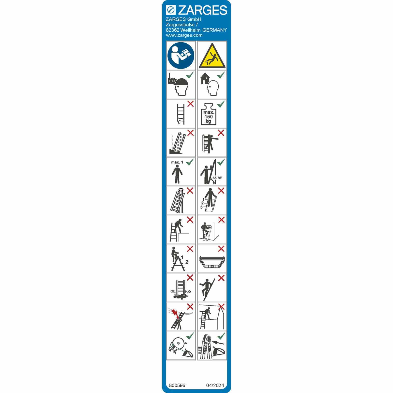Zarges Hinweisschilder für Multimax M, Multitec M