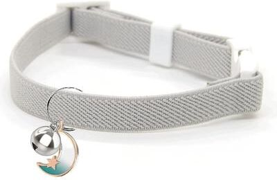 Inspire Select Lightweight Elastic Safety Cat Collar Adjustable Stretch Collar For Kittens, Cats & Small Puppies gray 913 In