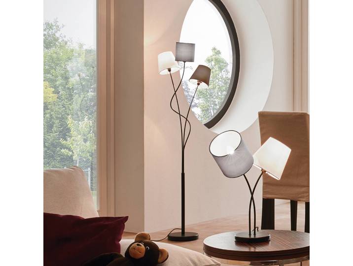 Lampadaire 28 x 152 x 3cm Gris/Noir Tissu E14