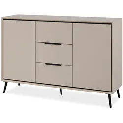 SIDEBOARD sand, schwarz 135 cm, Kommode mit Soft-Close-Funktion