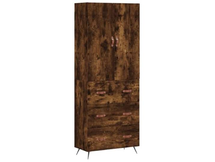 GHVBNMF Highboard Räuchereiche 69,5x34x180 cm Holzwerkstoff 2-teilig Zweiteiliger Mehrzweckschrank für Esszimmer und Flur, stabile Metallfüße sowie geschlossene Türen für geordnete Räume.