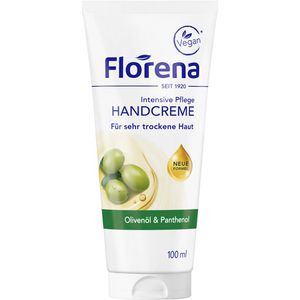 Florena Handcreme Intensive Pflege, Olivenöl & Panthenol, für trockene Haut, 100 ml