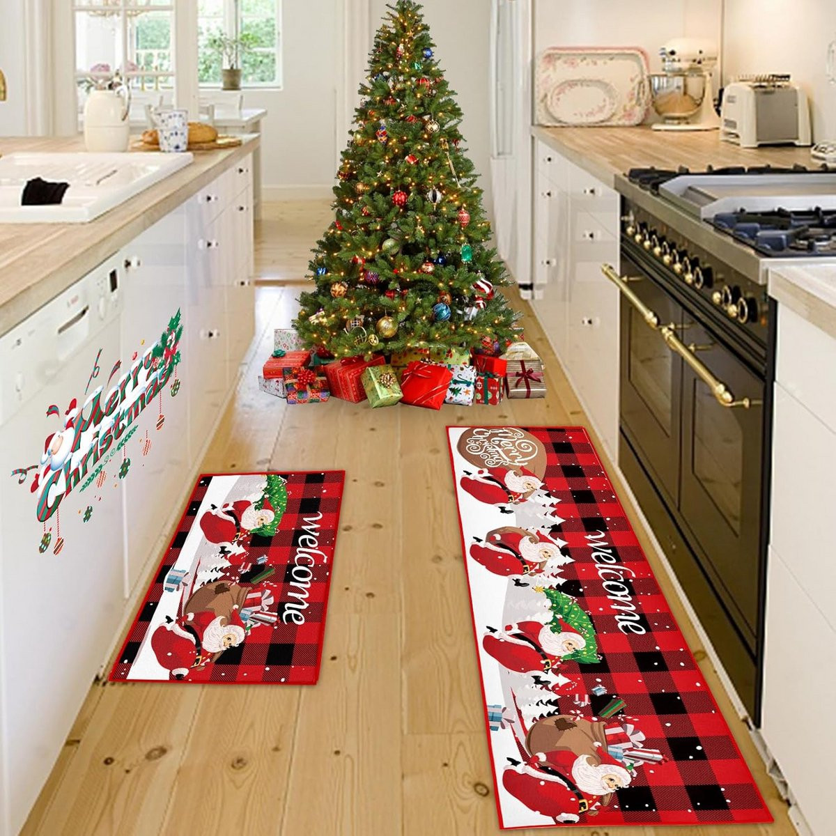 Set van 2 antislip kerst tapijten