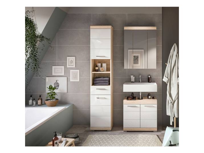Badezimmer Lambada 3-tlg. ca. 97 cm Eiche/Weiß