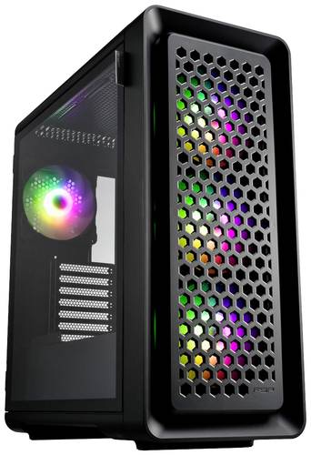 FSP Fortron CUT593A Midi-Tower Gaming-Gehäuse Schwarz 4 Vorinstallierte LED Lüfter, Seitenfenster, Staubfilter