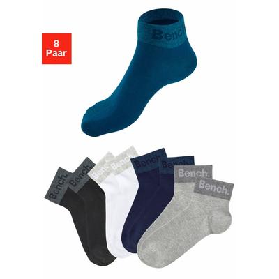 Kurzsocken BENCH. "Damen Herren Kurze Socken, für Freizeit und sportliche Aktivitäten", Damen, Gr. 39-42, blau (2x schwarz, 2x weiß, 2x hellgrau, meliert, 2x blau), Baumwolle, Elasthan, Polyamid, unifarben, elastisch, Socken, mit eingestricktem...