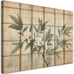 WANDBILD pflanze mit blüten in warmen farben