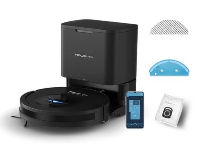 Rowenta - X-PLORER Serie85 Aspirateur Robot Laveur 6000Pa - Noir Robot aspirateur laveur avec station de vidage automatique - Aspiration 6000Pa - Navigation laser 360 - Nettoyage intelligent