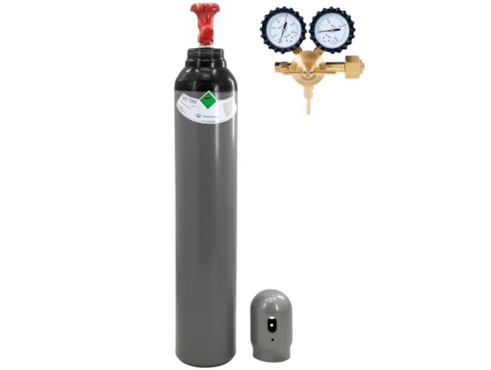 Stickstoffflasche 8L + Druckminderer Stickstoff, Stickstoff Gasflasche mit Druckregler Stickstoff 40bar, 200bar 1,8m3