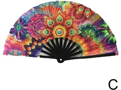 Inspire Curations Foldable Rave Hand Fan Colorful Rave Fan With Reflective Gradient Design For Festivals & Dance c
