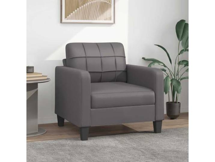 HEFZGDB Grauer Sessel 60 cm Kunstleder Modernes Design mit Luxus Look Langlebiges Metallgestell für Robustheit und Stabilität Bequem gepolsterte Sitzfläche Schmutzabweisende Reinigung
