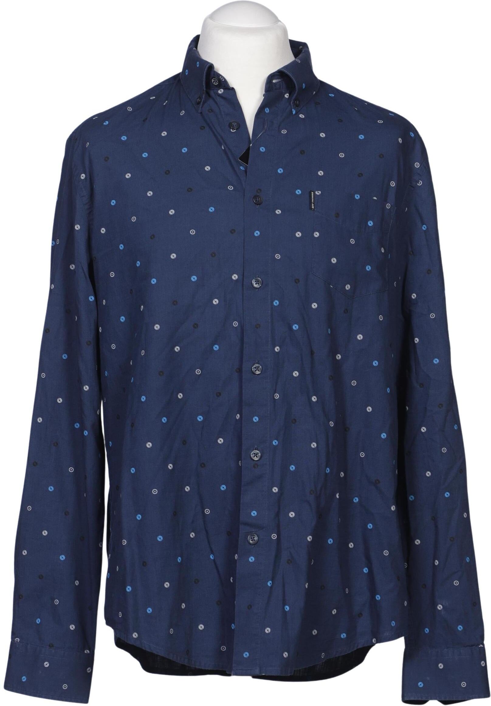 Ben Sherman Herren Hemd, Marineblau, Gr. XL, Baumwolle - Second Hand