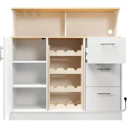 STILVORA Standard cabinets MDF Weiß/Natur 120x40x121 cm mit Weinregal & Steckdose