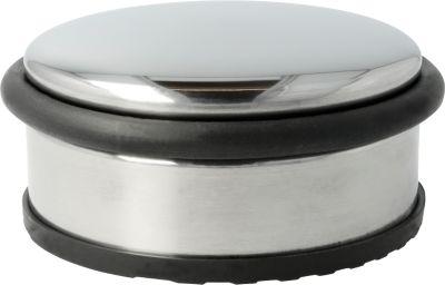 Türstopper, rund, mit türschonendem Gummiring, rutschfest, Ø 100 x H 40 mm, Edelstahl matt