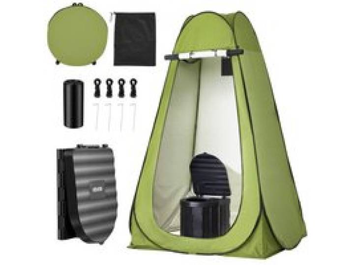 VEVOR Tragbare Campingtoilette 150 kg Belastbar, Mobile Toilette Faltbar, Reisetoilette mit Tragetasche & Müllbeuteln & Aufklappbarem Sichtschutzzelt, Geeignet für Wohnmobilreisen Camping Wandern
