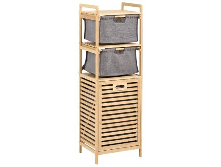 Beliani Wäscheschrank mit Kipptür Hellbraun Bambus Minimalistisch Holz, Braun, Klarlack, 40 x 33 x 120 cm