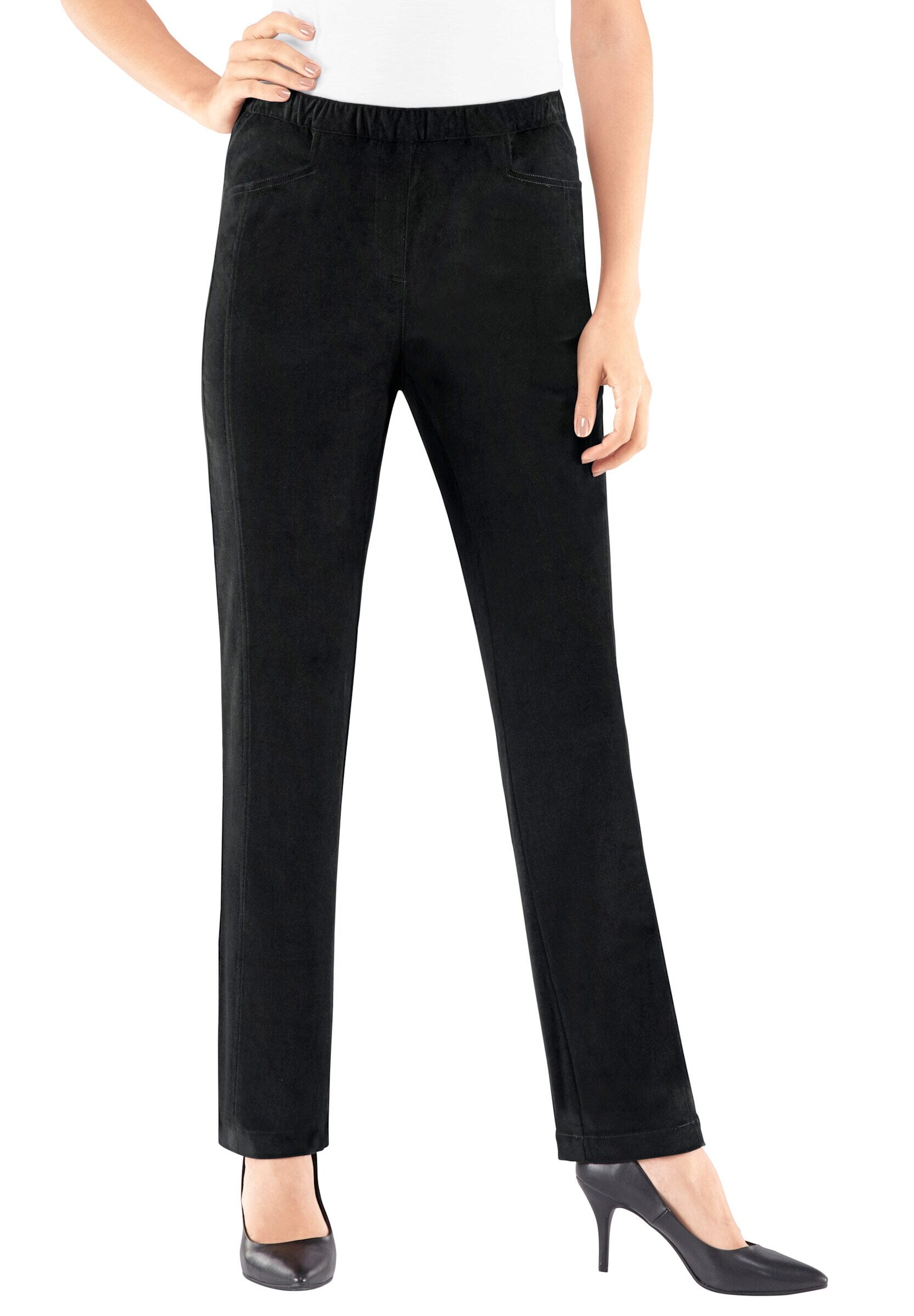 Schlupfhose WITT "Hose Schlupfhose mit optisch streckender Ziernaht", Damen, Gr. 42, N-Gr, schwarz, Samt, , Sportlich, schmal, Hosen Schlupfhose