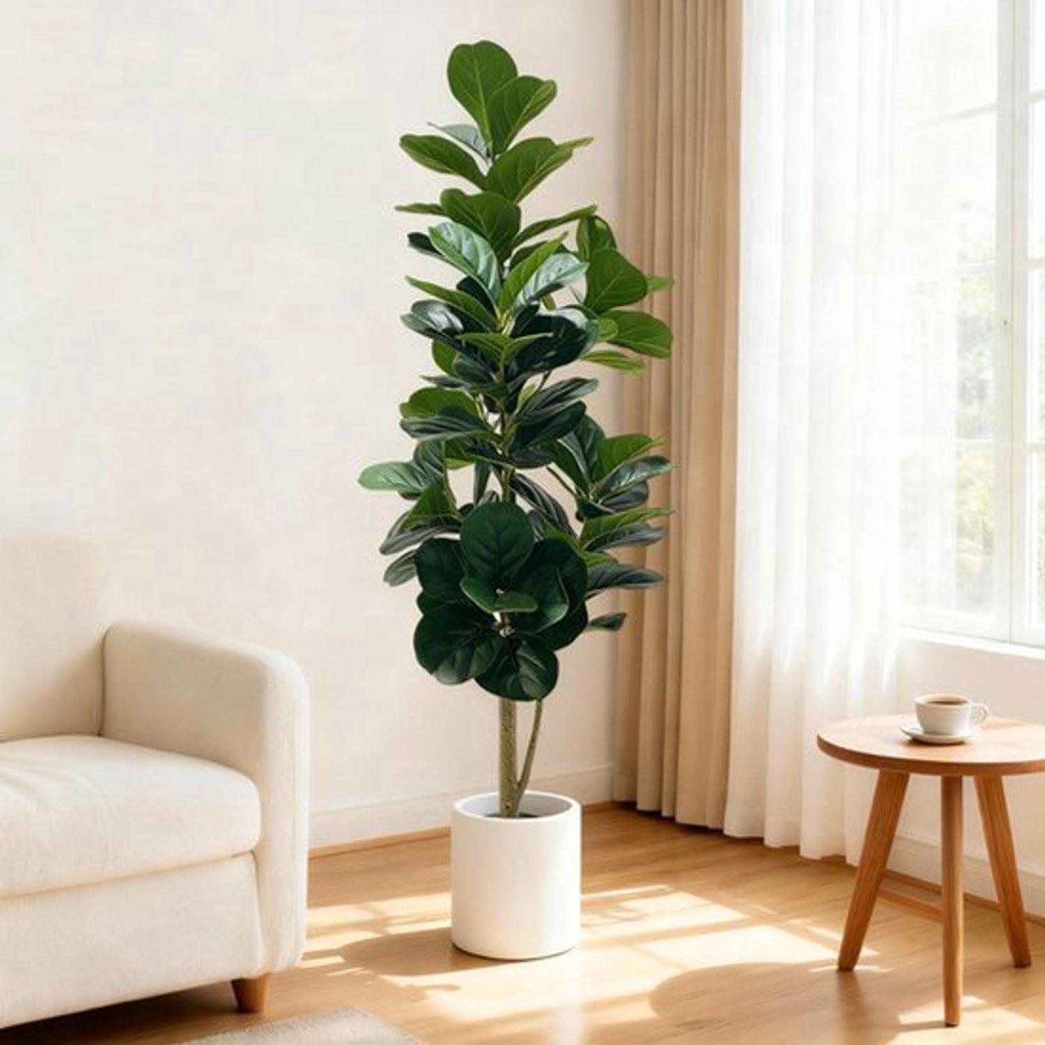 Kunstboom Fiddle Leaf Vijgenboom - 150 cm Hoog - Groene Kunstplant voor Binnen