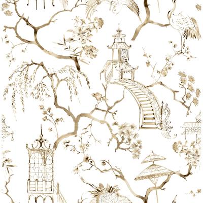 A-Street Prints Serena Coffee Chinoiserie Wallpaper