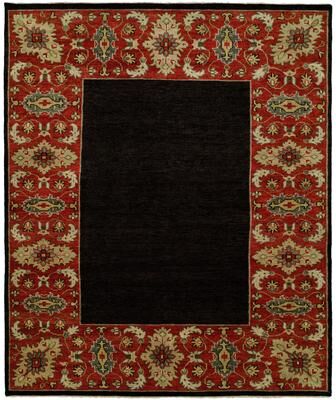 KALATY Transitional Red Hand-Knotted Wool Area Rug
