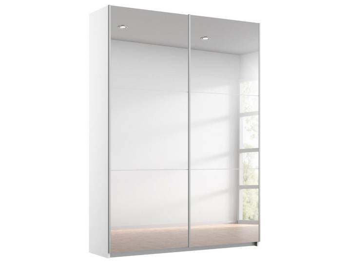 Schwebetürenschrank mit Spiegel 131cm Reflect, Weiß