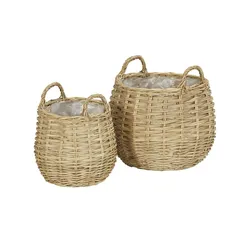 HOME STORY Pflanzkorb  2er Set   , braun , Weide,Kunststoff , Maße (cm): H: 48  Ø: 50