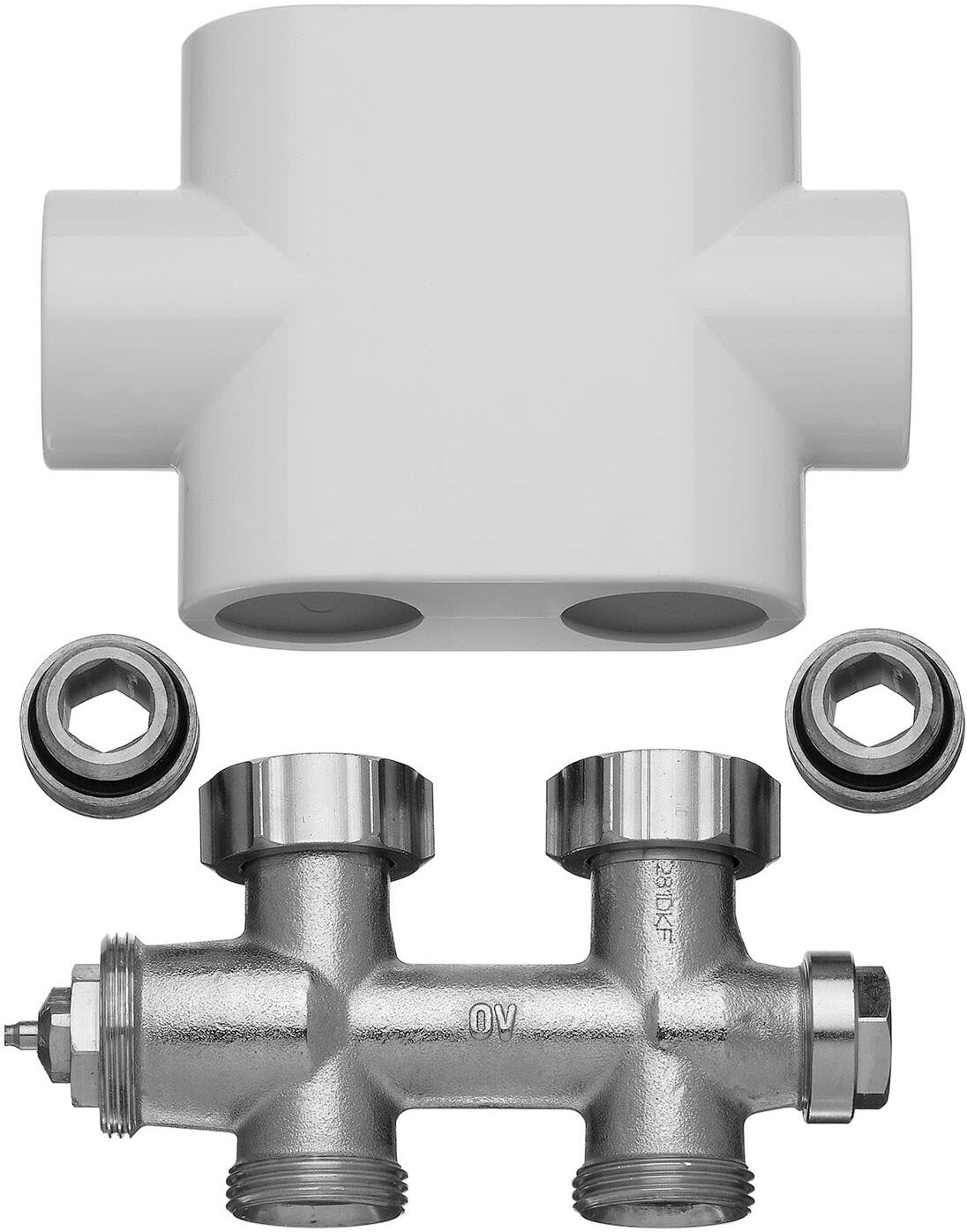 Kermi Ventilhahnblock-Set Durchgang, Heizung, ZV00400002, chrom - chrom