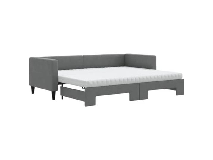 PUGYNBK 2-in-1-Schlafsofa mit Matratze, dunkelgrauer Stoff, 80 x 200 cm Struktur aus Holz und Metall, Lattenrost, Schaumstoffmatratzen, für Wohnzimmer oder Schlafzimmer