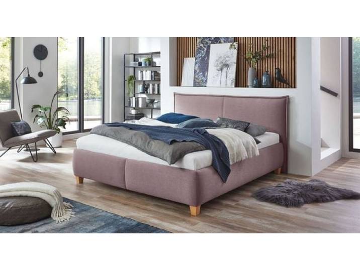 Polsterbett Adana Komfort Webstoff mit Bettkasten 120x200cm Lila klassischer Stil,