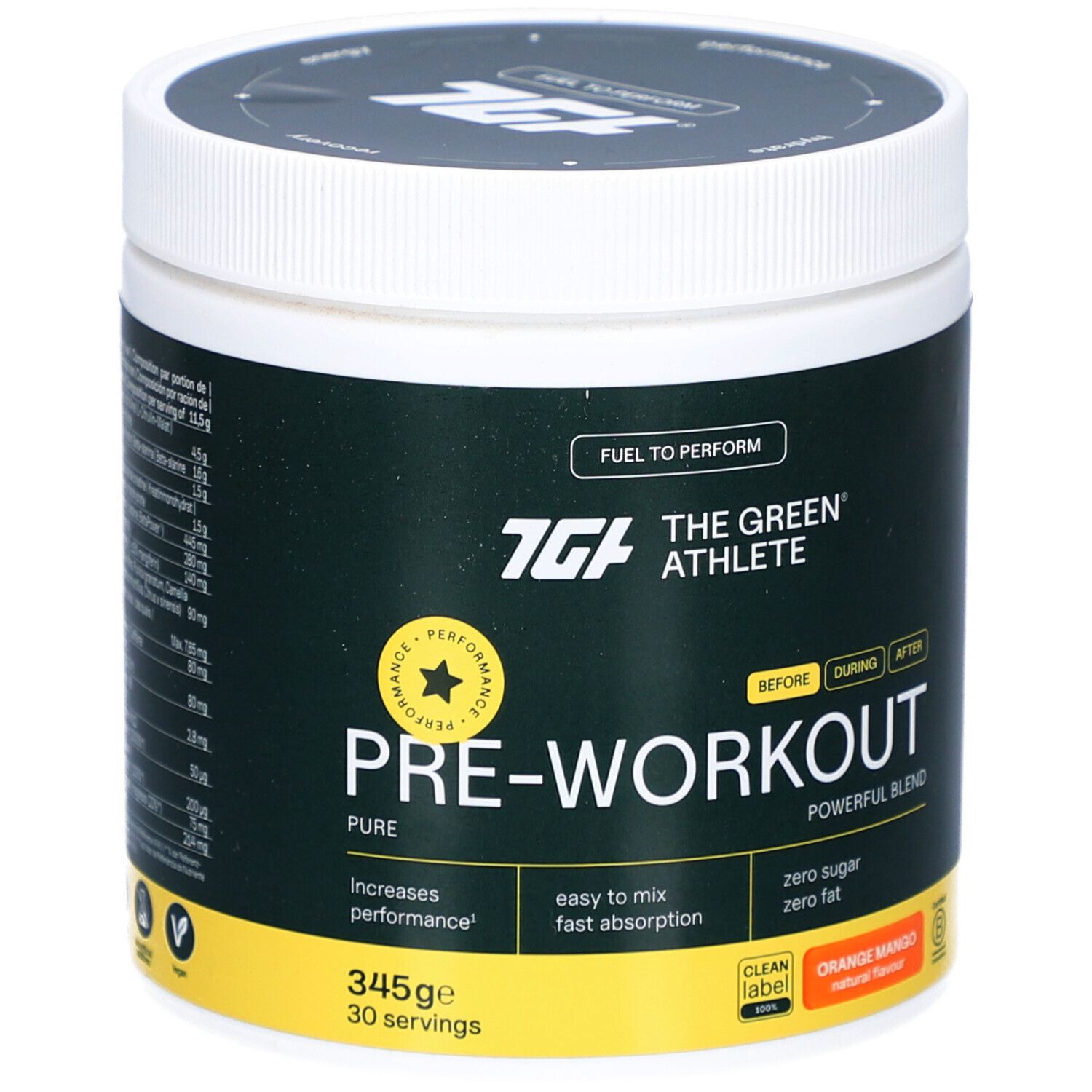 The Green Athlete Pre-workout 345g 345 g Pulver