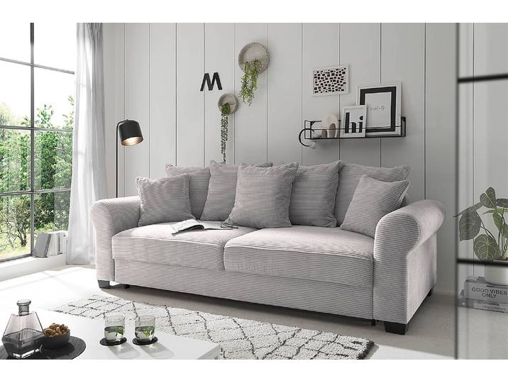 Schlafsofa Callampaya Grau Cordstoff Zuri 255 x 92 x 185cm