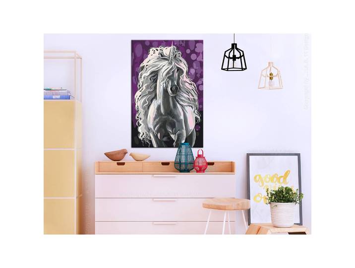 Peinture par numéro - Licorne blanche Lin Argenté 40 x 50cm