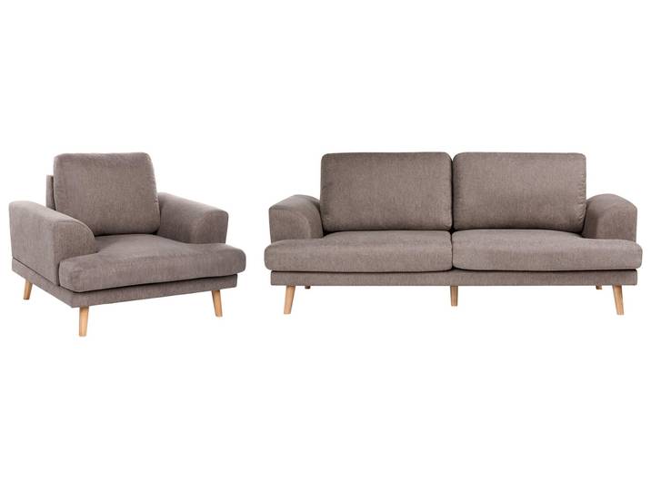 BELIANI Sofa Set Braun Stoff 4-Sitzer Sessel und Sofa Wohnzimmergarnitur Modernes Elegantes Design Couch für Wohnzimmer