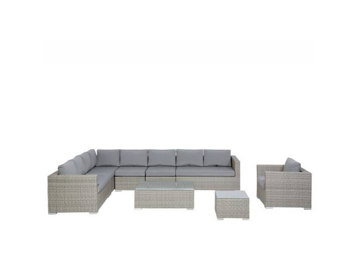 Beliani - Salon de jardin en rotin gris XXL