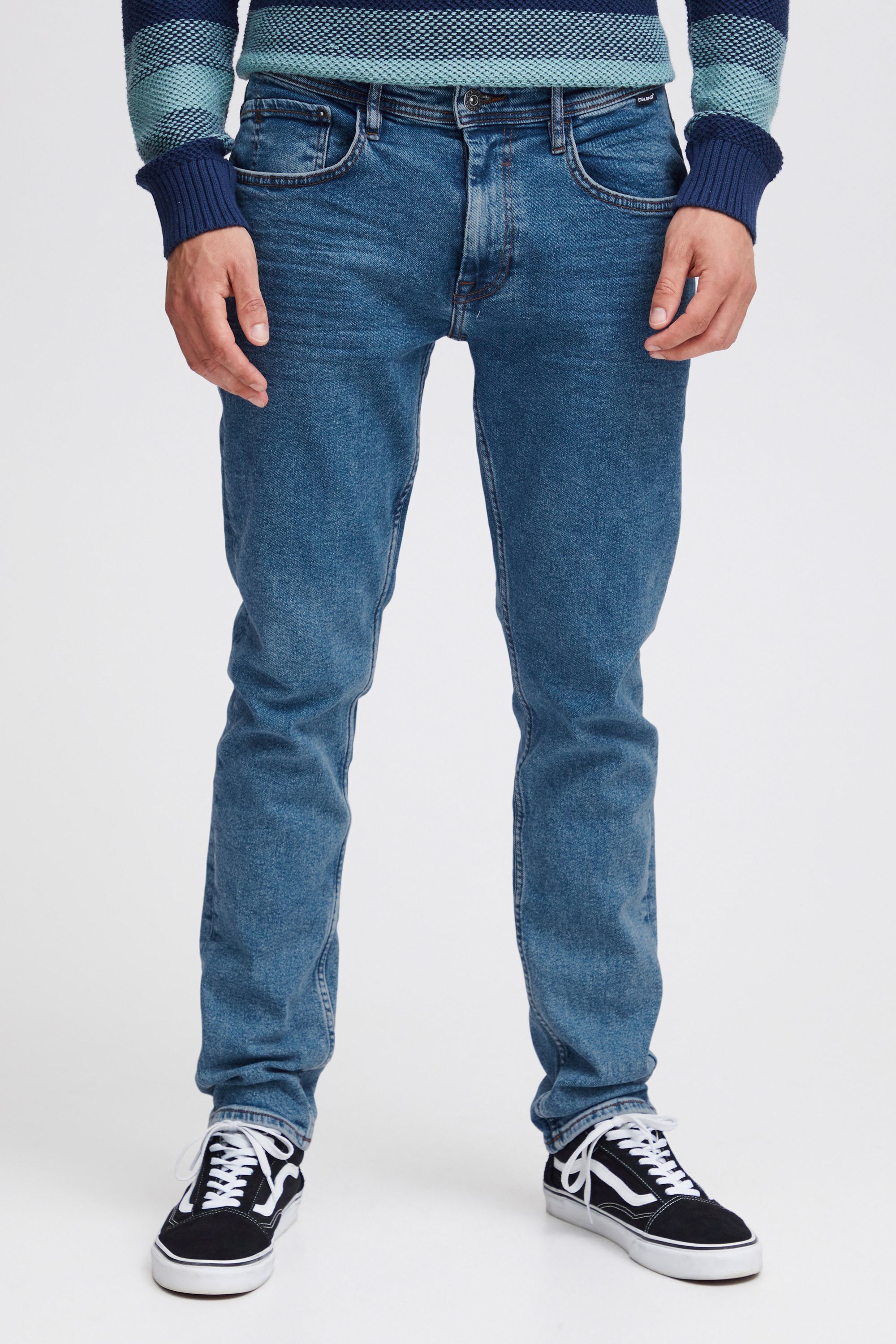 Bequeme Jeans BLEND "Bequeme Jeans BHTwister", Herren, Gr. 36, Länge 32, blau (denim middle blau), Obermaterial: 98% Baumwolle CO. 2% Elasthan EL., Hosen Bequeme Jeans