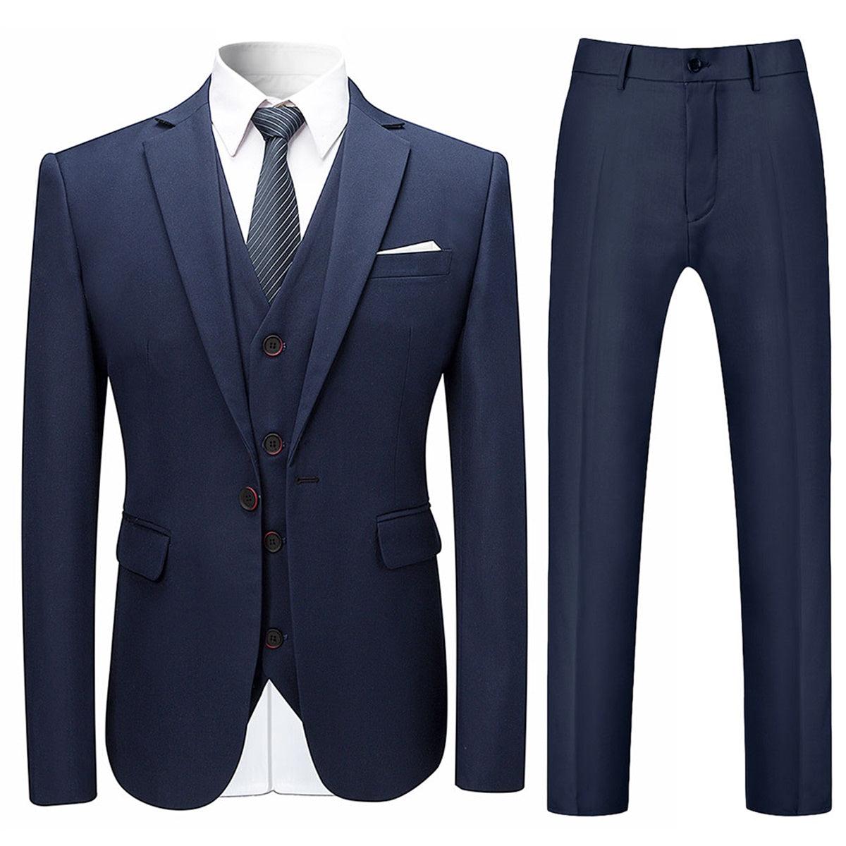 3-teiliger Slim Fit Anzug in Dunkelblau für formelle Hochzeit