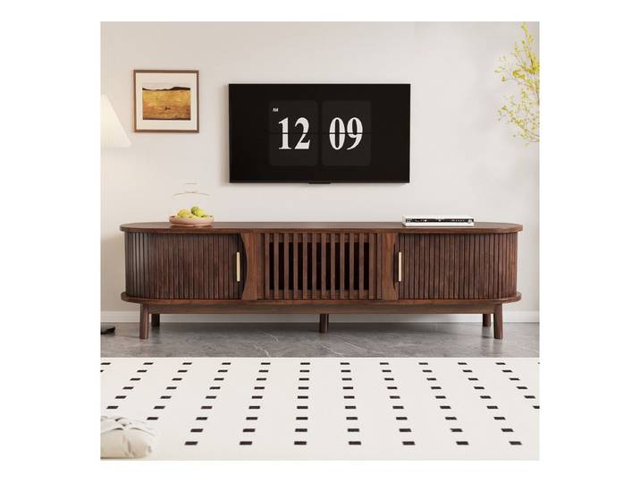 IDEASY TV-Schrank Brauner TV-Schrank mit Schiebe-/Hohlschranktür bis65 Zoll