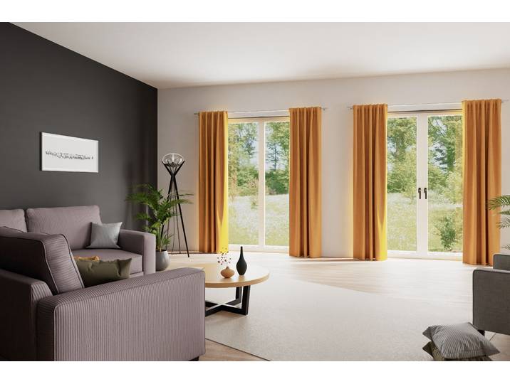 Vorhang HOMING Velia Gr. 1, gelb (safran), B:140cm H:245cm, Polyester, Gardinen, Vorhang, Fertigschal