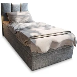 BOXBETT MERIL 90 90x200 cm mit Matratze und Topper - Hellgrau