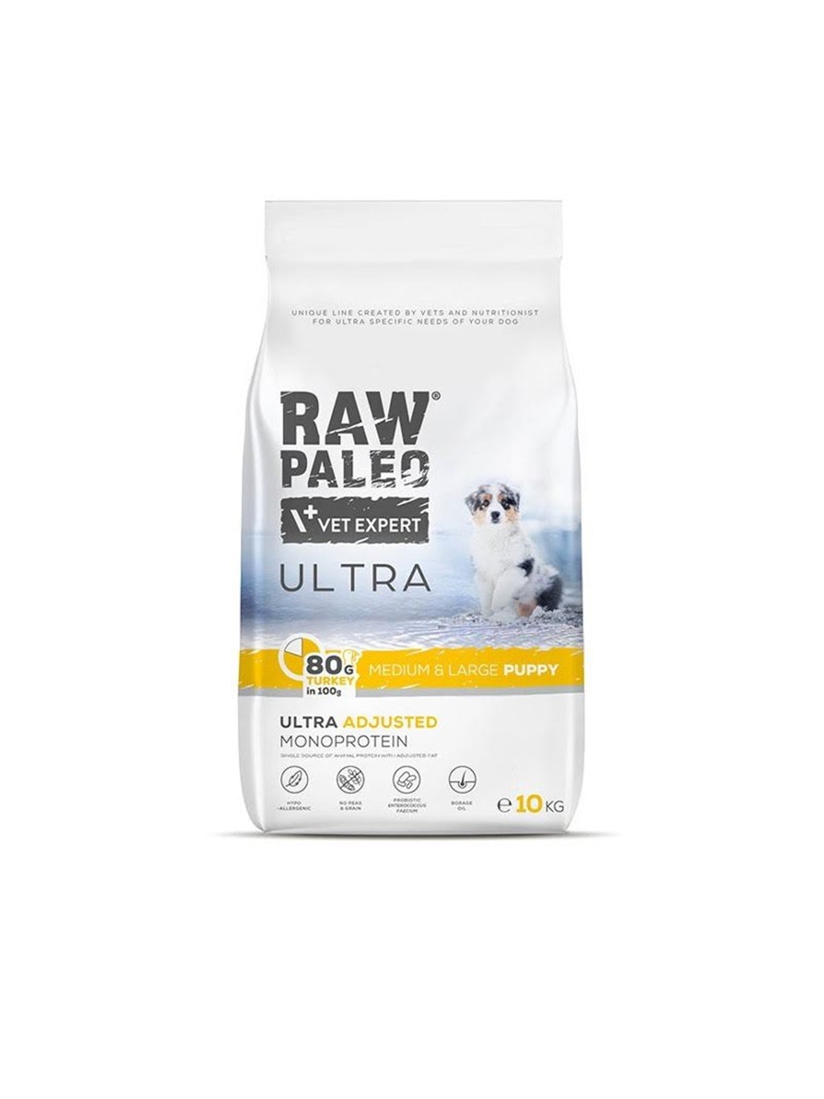 VetExpert Raw Paleo Ultra Medium&Large Puppy Turkey - Trockenfutter für Welpen - 10kg