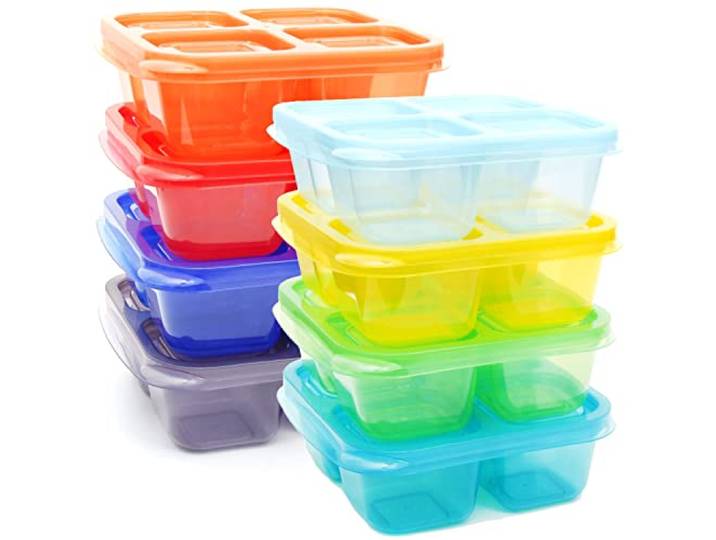 Youngever 8er Pack 4-Fach Meal Prep Boxen, Bento Lunchboxen, wiederverwendbarmeal prep boxen, 4 Fächer Lunch Box, 8 Farben