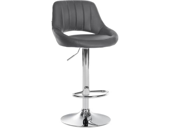 CLP Barhocker höhenverstellbar mit Lehne Milet, Barstuhl gepolstert Kunstleder, Tresenstuhl mit Metallgestell drehbar Farbe grau Gestell Farbe Chrom