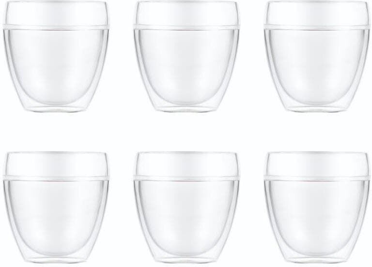 Thermotasse BODUM "Pavina Outdoor 2", transparent, B:8,9cm H:9cm Ø:8,9cm, Kunststoff, Trinkgefässe, Thermotasse transparent Ø 8,9cm x 9cm, 250ml, 6 Stk.
