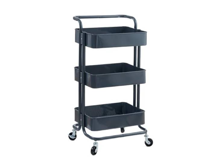 DFHetFH Rollwagen 3-Tier Roll Utility Cart Organisation Lagerwagen for Office Home Küche Küchenwagen(Grey)