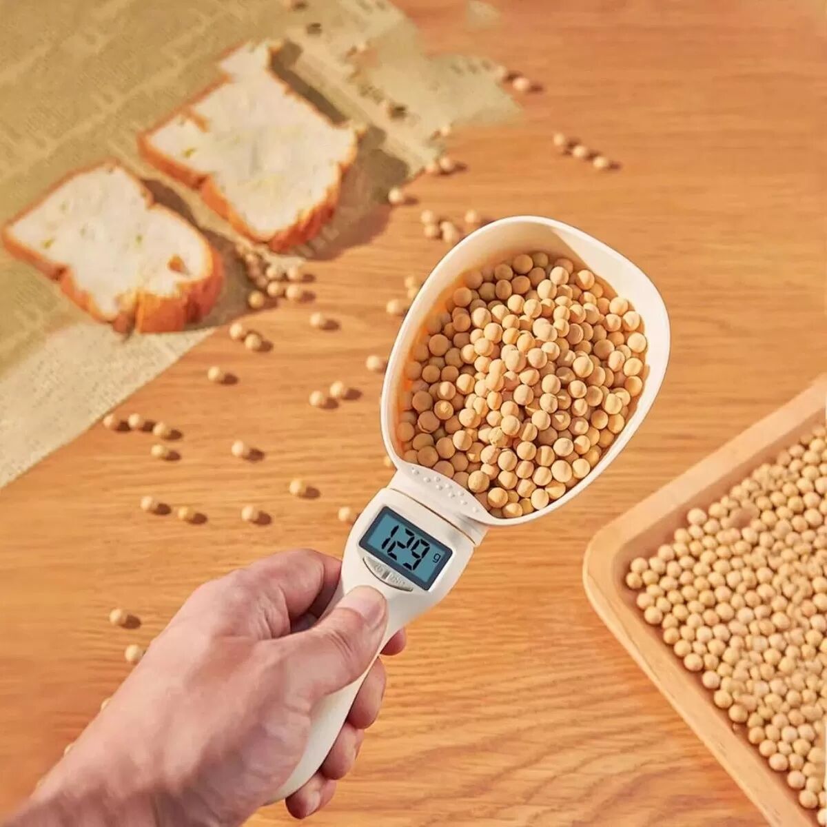 INF Digitale Messlöffel-Waage kompatibel mit Küchenbedarf, 800g Kapazität, 1g Genauigkeit, g/oz/ml Umrechnung, CR2032 betrieben